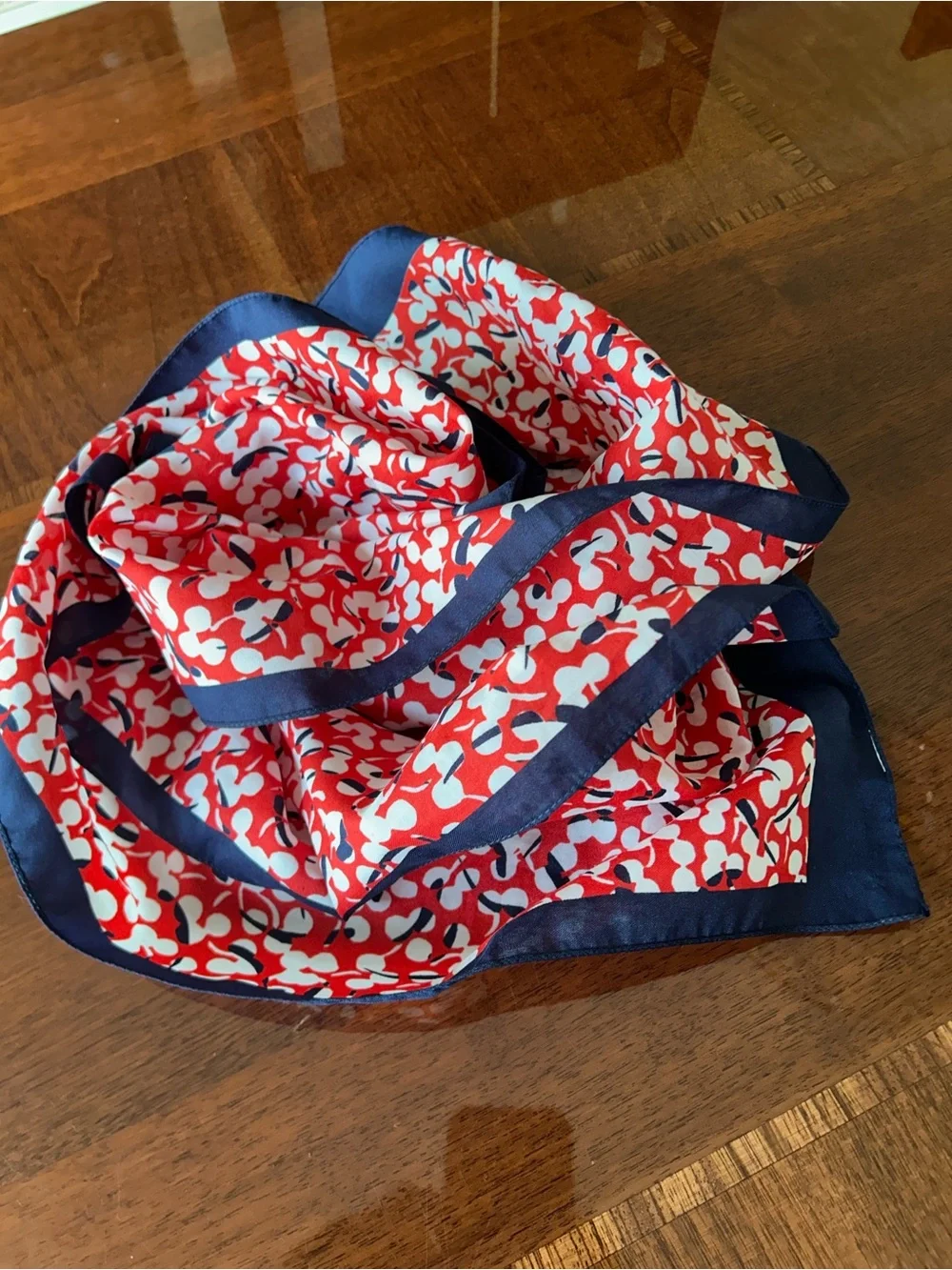Red, Navy & White Patterned Women's Scarf 10“ x 51“